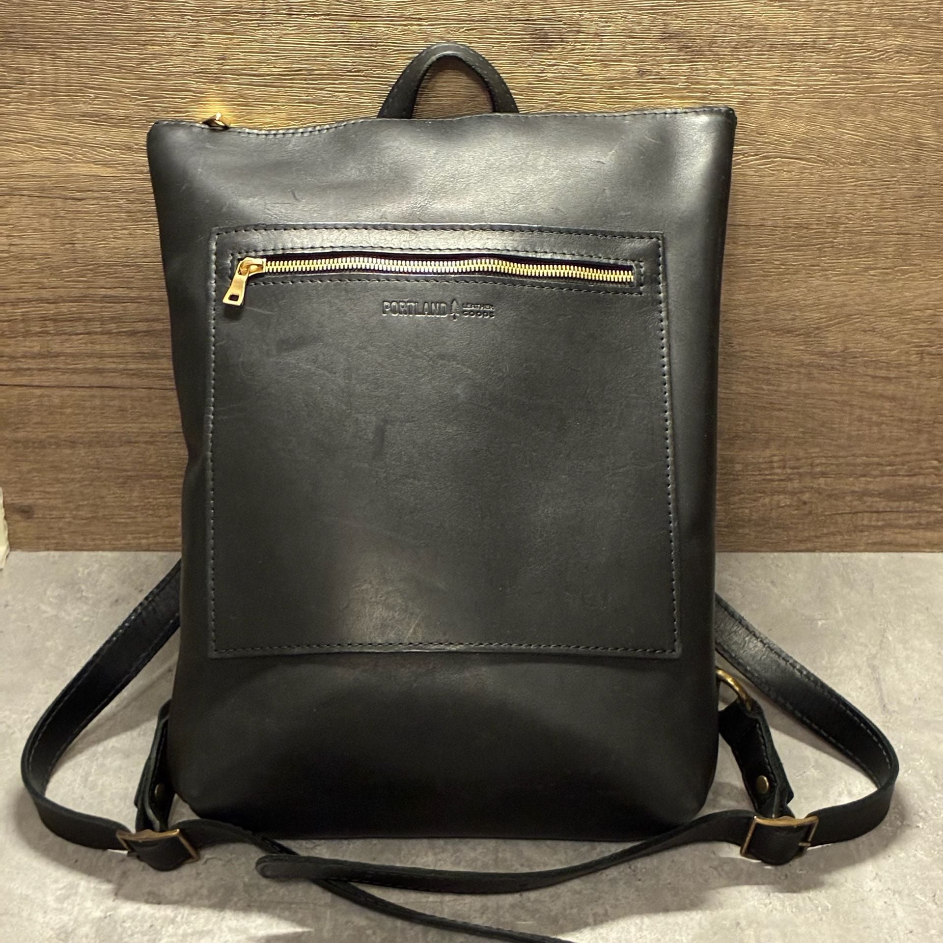 Portland Leather Goods Black Leather Backpack